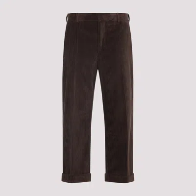 Moschino Corduroy Ribbed Trousers Rolled Hem In Brown