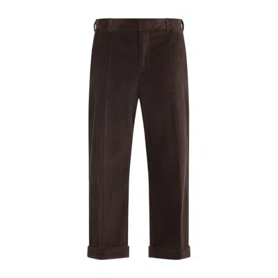 Moschino Corduroy Ribbed Trousers Rolled Hem In Brown