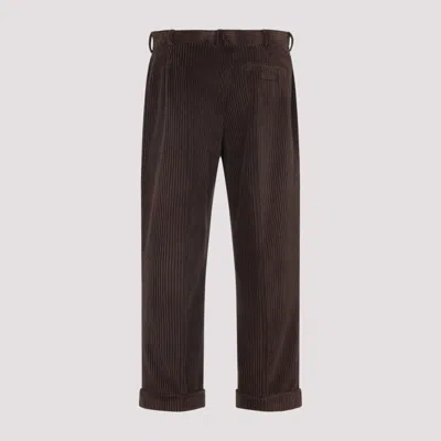 Moschino Corduroy Ribbed Trousers Rolled Hem In Brown