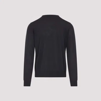 Giorgio Armani Crew Neck Sweater In Virgin Wool In Blue