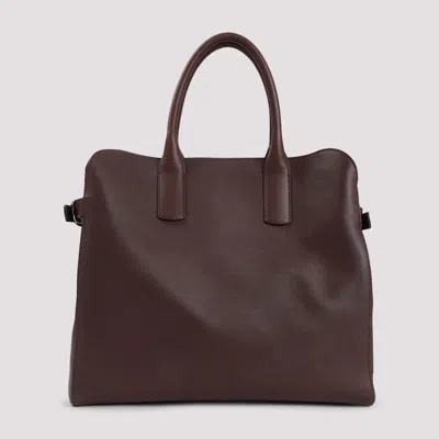 Giorgio Armani Calf Leather Expandable Shoulder Bag In Brown