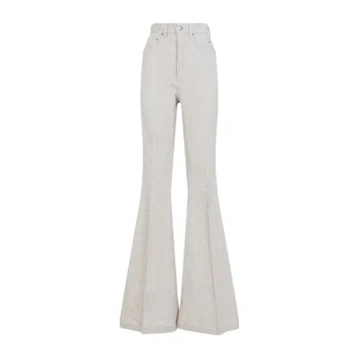 Rick Owens High-waisted Flared Pants With Textured Cotton-linen Blend In White