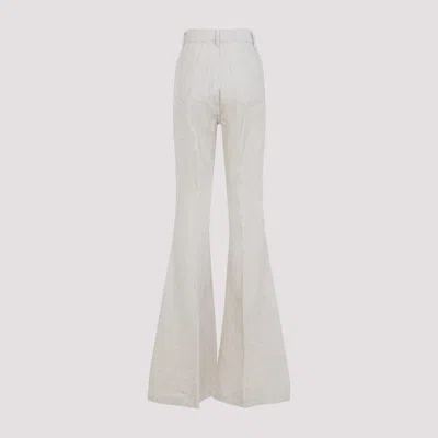 Rick Owens High-waisted Flared Pants With Textured Cotton-linen Blend In White