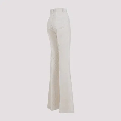 Rick Owens High-waisted Flared Pants With Textured Cotton-linen Blend In White