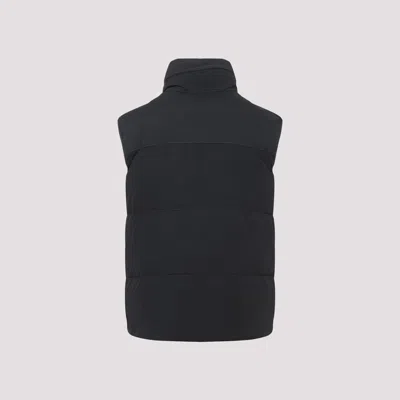 C.p. Company Black Vest With Mock Drawstring Neck And Logo Plaque On The Front In Black