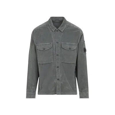 C.p. Company Structured Grey Jacket With Button-up Front And Signature Lens Detail In Gray