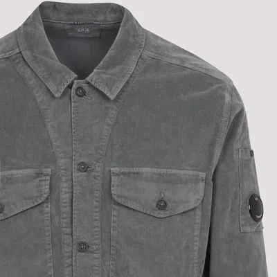 C.p. Company Structured Grey Jacket With Button-up Front And Signature Lens Detail In Gray