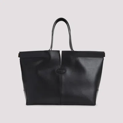 Tod's Di Bag Folio Leather Shopping Bag In Black