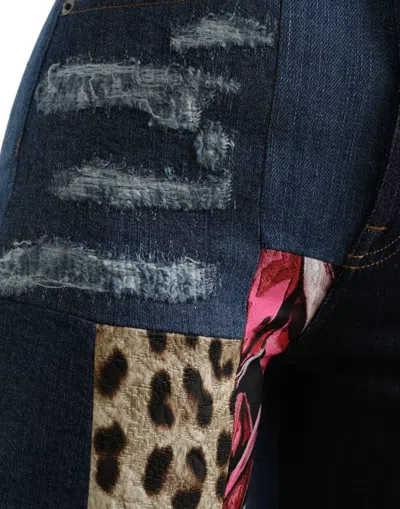 Dolce & Gabbana Patchwork Printed Cotton-blend Skinny Jeans In Blue
