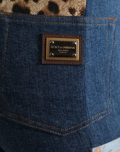 Dolce & Gabbana Patchwork Printed Cotton-blend Skinny Jeans In Blue