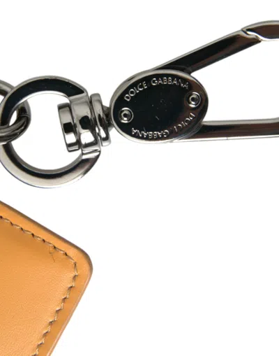 Dolce & Gabbana Orange Calf Leather Credit Card Holder Clip On Men's Wallet In Orange