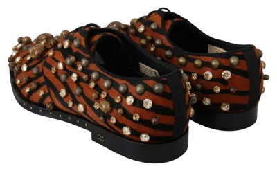 Dolce & Gabbana Orange Pony Hair Crystal Dress Broque Women's Shoes In Orange