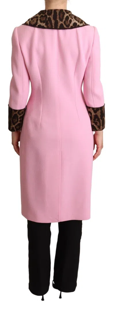 Dolce & Gabbana Chic Pink Leopard Trench With Crystal Buttons In Pink