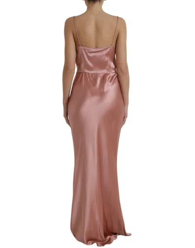 Dolce & Gabbana Pink Silk Spaghetti Straps Long Gown Dress In Pink