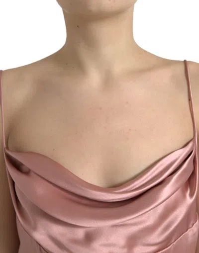 Dolce & Gabbana Pink Silk Spaghetti Straps Long Gown Dress In Pink