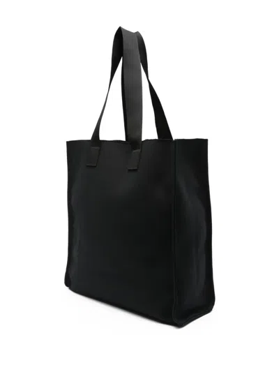 Msgm Medium Logo-embroidered Tote Bag In Black