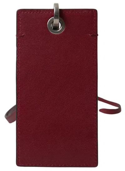 Dolce & Gabbana Red Leather Lanyard Logo Slim Card Holder Men Wallet In Red