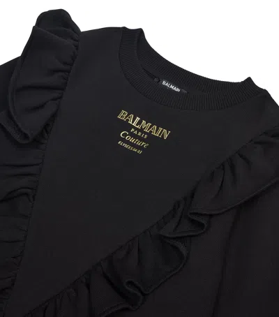 Balmain Black Dress For Girl With Logo In Black