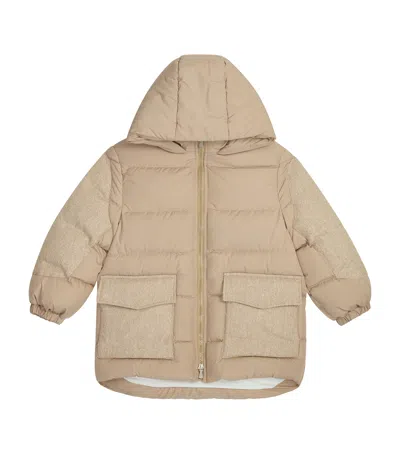 Eleventy Herringbone-detail Down Jacket In Neutral