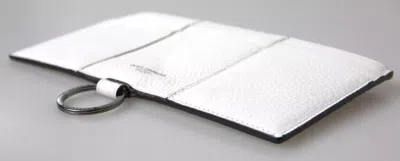 Pre-owned Dolce & Gabbana White Calfskin Leather Large Crossbody Card Holder Men's Wallet ()