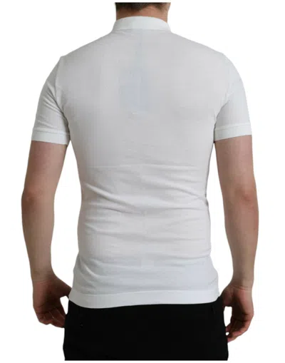 Dolce & Gabbana White Collared Short Sleeve Crown Men's T-shirt In White