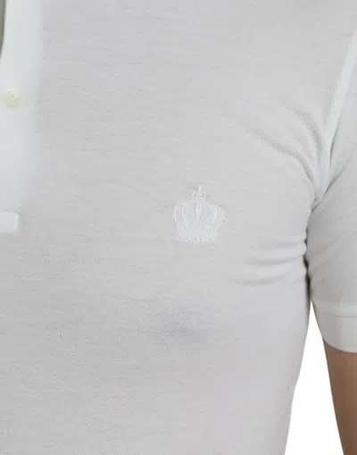 Dolce & Gabbana White Collared Short Sleeve Crown Men's T-shirt In White