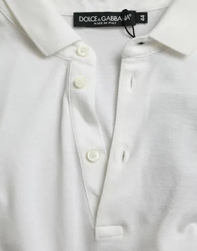 Dolce & Gabbana White Collared Short Sleeve Crown Men's T-shirt In White