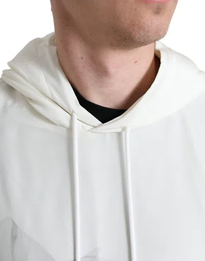 Dolce & Gabbana White Floral Print Hooded Pullover Sweater In Neutral