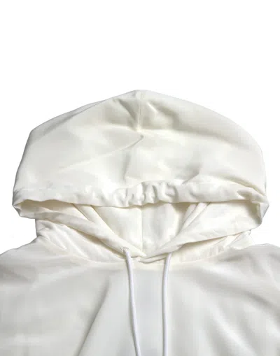 Dolce & Gabbana White Floral Print Hooded Pullover Sweater In Neutral