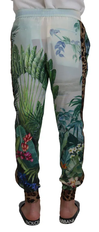 Dolce & Gabbana White Floral Printed Men Jogger Men's Pants In Multi
