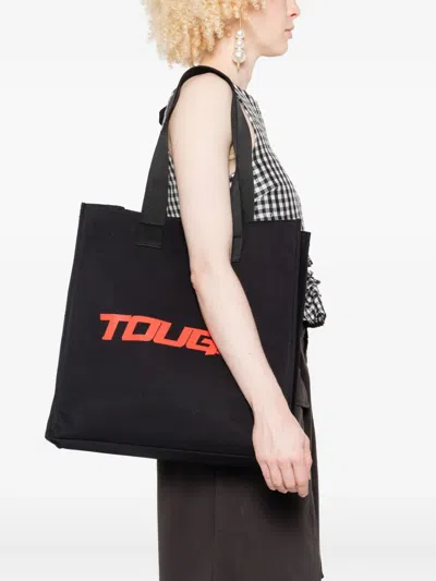Msgm Printed Shoulder Bag In Black