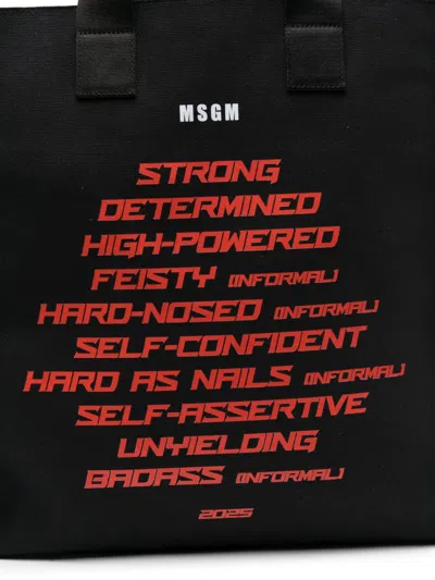 Msgm Printed Shoulder Bag In Black