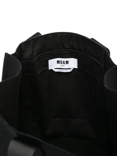 Msgm Printed Shoulder Bag In Black