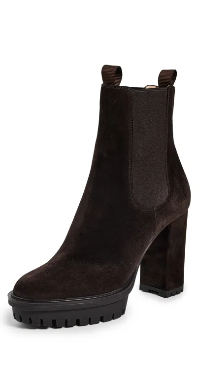 Gianvito Rossi 90 Suede Platform Ankle Boots In Brown