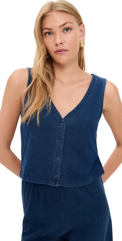 Z Supply Solace Jersey Top Indigo In Blue