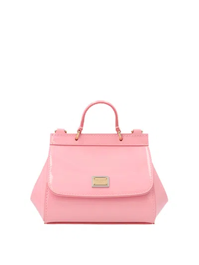 Dolce & Gabbana Mini Sicily Patent Leather Top-handle Bag In Pink