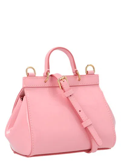 Dolce & Gabbana Mini Sicily Patent Leather Top-handle Bag In Pink