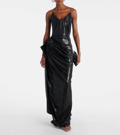Maticevski Lexicon Draped Gathered Gown In Black