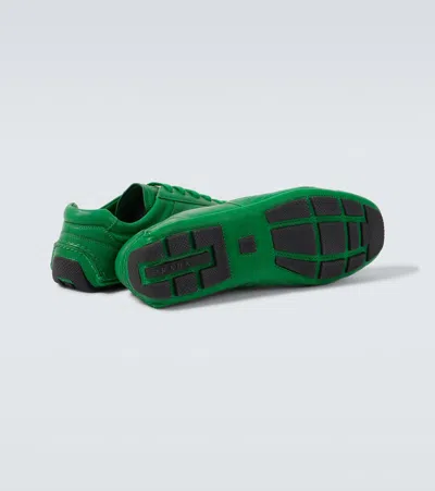 Prada Montecarlo Re-edition 2005 Antiqued Nappa Leather Sneakers In Green