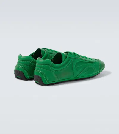 Prada Montecarlo Re-edition 2005 Antiqued Nappa Leather Sneakers In Green