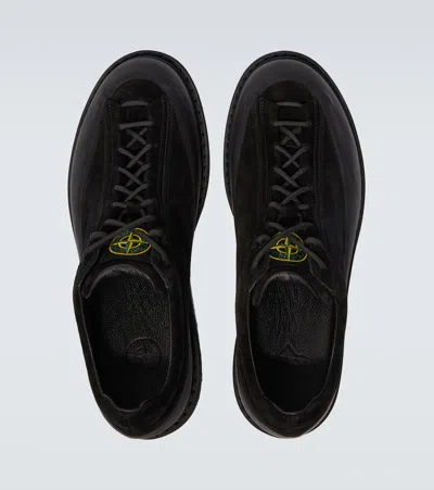Stone Island Low-top Suede Sneakers Pull Tab In Black