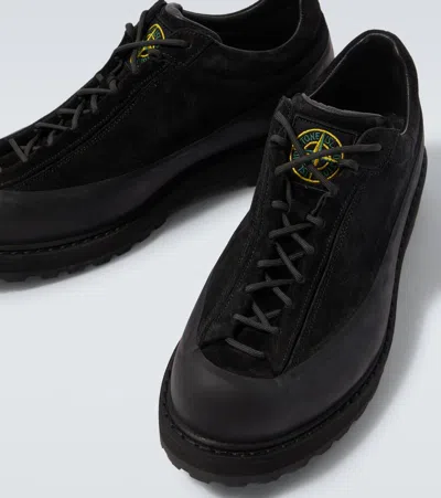 Stone Island Low-top Suede Sneakers Pull Tab In Black