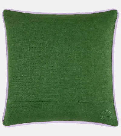 Jonathan Adler Playa Palm Tree Linen Cushion In Green