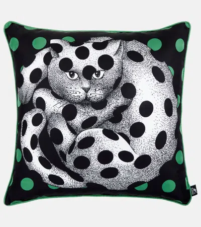 Fornasetti High Fidelity Printed Silk Cushion In Black