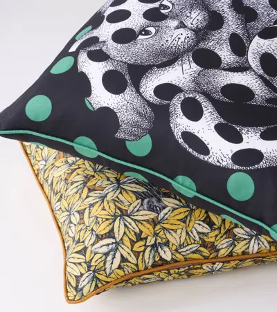 Fornasetti High Fidelity Printed Silk Cushion In Black