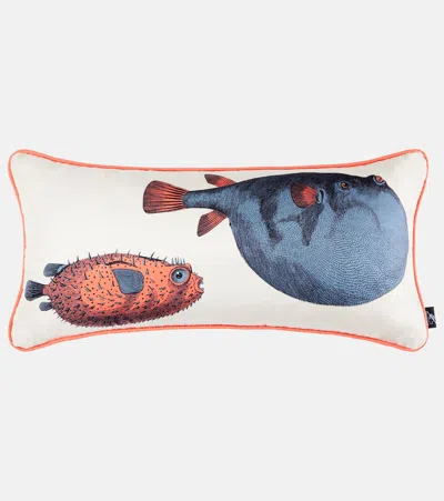 Fornasetti Pesci Printed Silk Cushion In Multi