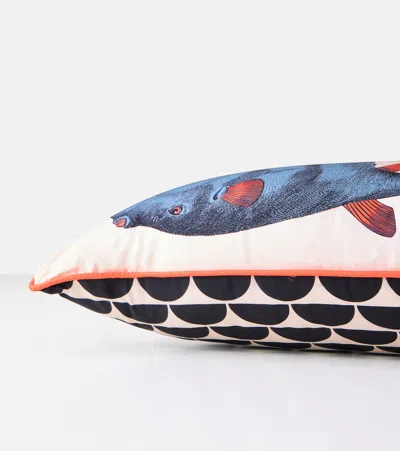 Fornasetti Pesci Printed Silk Cushion In Multi