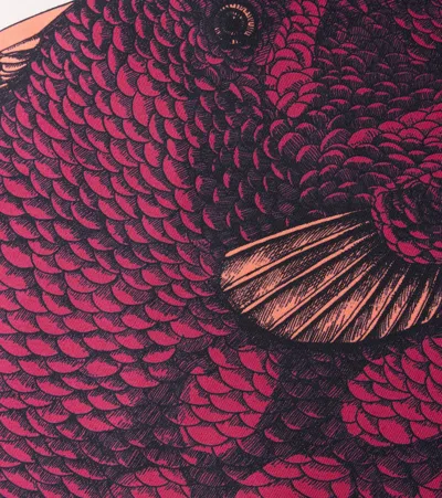 Fornasetti Pesce Balestra Printed Silk Cushion In Neutral