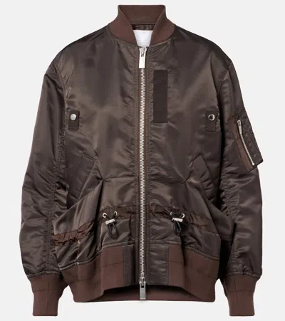 Sacai Drawstring-detail Bomber Jacket In Brown