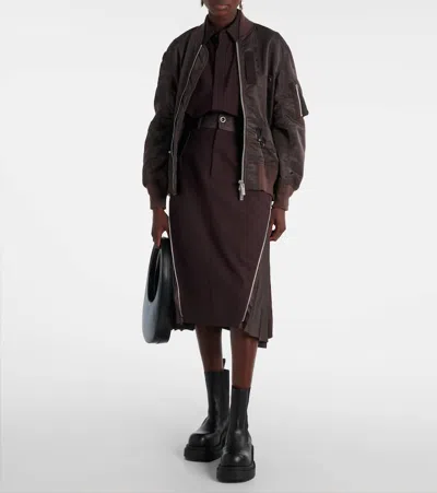 Sacai Drawstring-detail Bomber Jacket In Brown